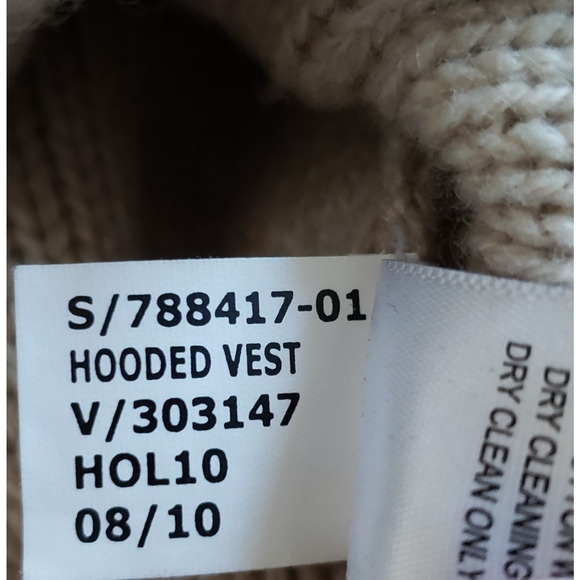 SOLD Banana Republic Hooded Vest Womens M Beige Wool Cashmere Knit Sweater - Picture 7 of 7